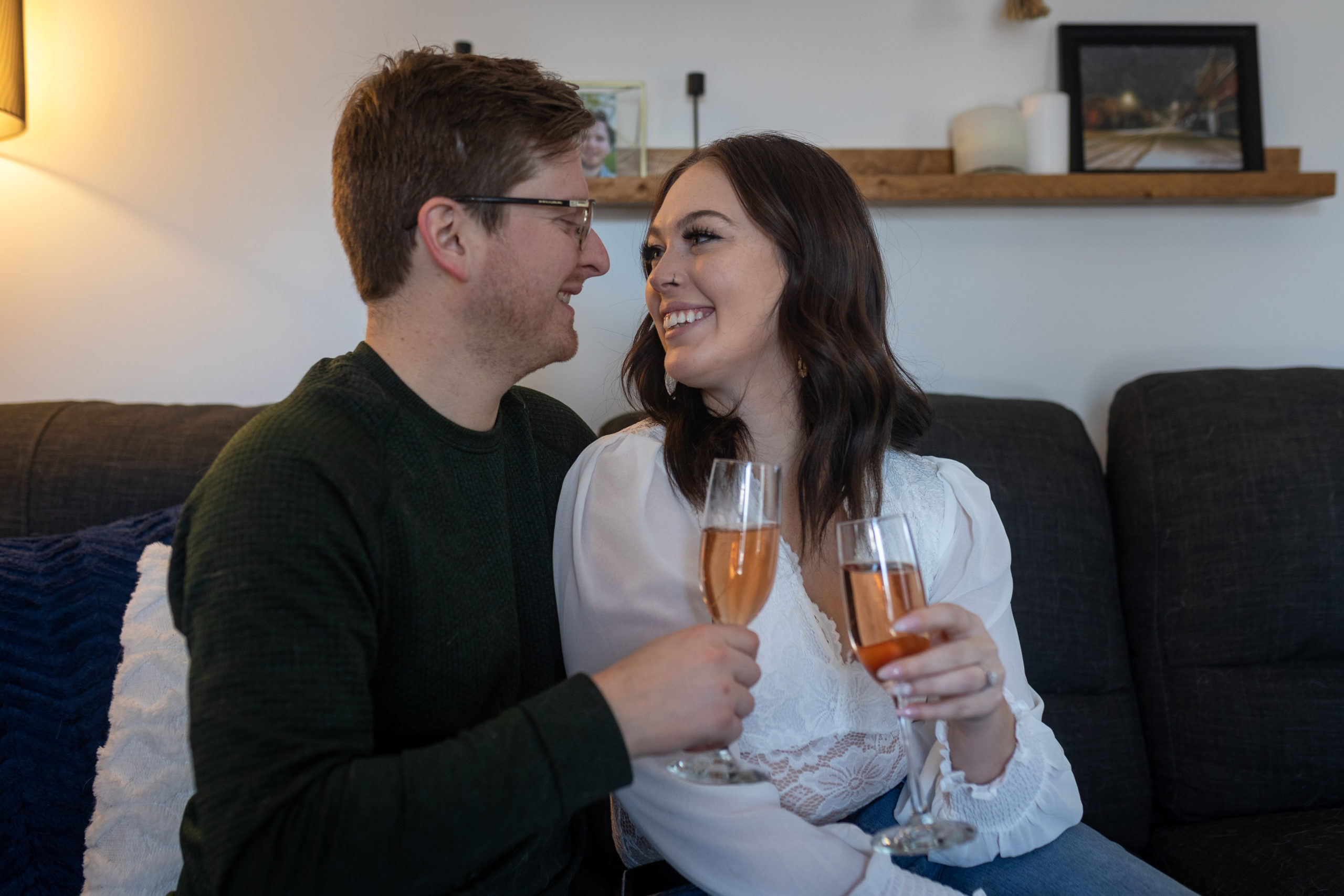 Happy Holidays Christmas In-Home Engagement Session with the Pups